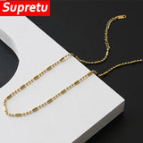 Bohemian Beaded Necklace 18K Gold Plated Women Asymmetrical Minimalist Jewelry