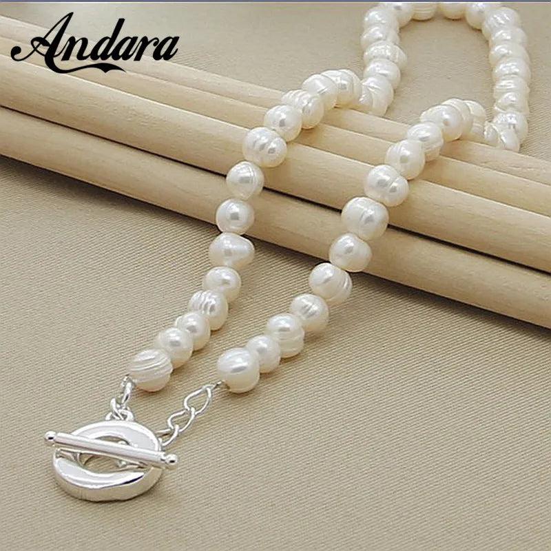 925 Silver Freshwater Pearl Necklace Women Wedding