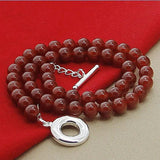 925 Silver Red Pearl Necklace for Women