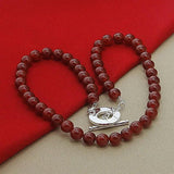 925 Silver Red Pearl Necklace for Women