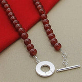 925 Silver Red Pearl Necklace for Women