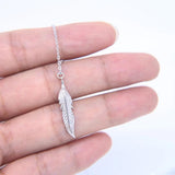 925 Sterling Silver Feather Pendant Necklace for Women