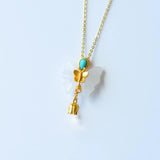 Silver Natural Hotan jade Turquoise butterfly Pendant Necklace