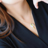 Silver Natural Hotan jade Turquoise butterfly Pendant Necklace
