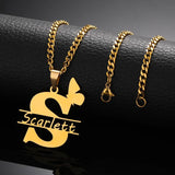 Butterfly Name Necklace Stainless Steel Choker Women
