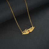 Atoztide Name Necklace Summer Choker Stainless Steel Zircon Pendant Wings Chain