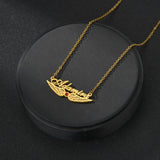 Atoztide Name Necklace Summer Choker Stainless Steel Zircon Pendant Wings Chain