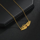 Atoztide Name Necklace Summer Choker Stainless Steel Zircon Pendant Wings Chain