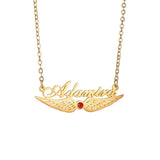 Atoztide Name Necklace Summer Choker Stainless Steel Zircon Pendant Wings Chain