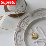 Heart-Shaped Choker Necklace for Women 18K Golden Pendant Bijoux