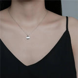 925 Silver Round Brushed Pendant Necklace with Chain