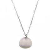 925 Silver Round Brushed Pendant Necklace with Chain