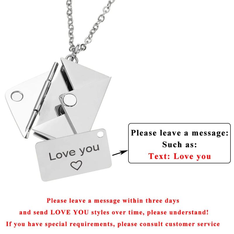 Love Letter Envelope Pendant Necklace Stainless Steel