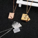 Love Letter Envelope Pendant Necklace Stainless Steel