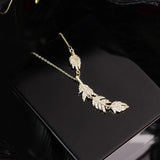 Feather Leaf Necklace Lady Charm Clavicle Chain Pendant Gift