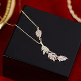 Feather Leaf Necklace Lady Charm Clavicle Chain Pendant Gift