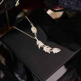 Feather Leaf Necklace Lady Charm Clavicle Chain Pendant Gift