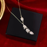 Feather Leaf Necklace Lady Charm Clavicle Chain Pendant Gift