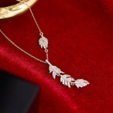 Feather Leaf Necklace Lady Charm Clavicle Chain Pendant Gift