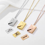 Envelope Locket Necklace with Rose Secret Message Pendant Necklace