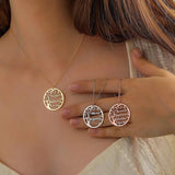 Personalized Family Name Necklace Stainless Steel Tree of Life Pendant