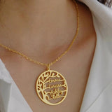 Personalized Family Name Necklace Stainless Steel Tree of Life Pendant