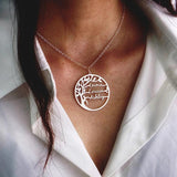 Personalized Family Name Necklace Stainless Steel Tree of Life Pendant