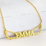 Personalized Angel Wings Name Necklace Stainless Steel Nameplate Necklaces