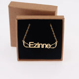 Personalized Angel Wings Name Necklace Stainless Steel Nameplate Necklaces