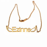 Personalized Angel Wings Name Necklace Stainless Steel Nameplate Necklaces