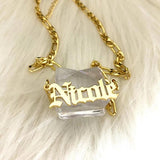Old English Initial Name Necklace Choker Personalized Stainless Steel Jewelry