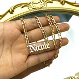 Old English Initial Name Necklace Choker Personalized Stainless Steel Jewelry