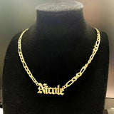 Old English Initial Name Necklace Choker Personalized Stainless Steel Jewelry
