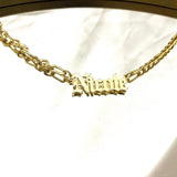 Old English Initial Name Necklace Choker Personalized Stainless Steel Jewelry