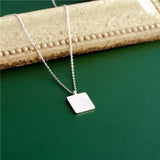 925 Silver Square Piece Pendant Necklace with Chain