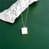 925 Silver Square Piece Pendant Necklace with Chain