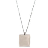 925 Silver Square Piece Pendant Necklace with Chain