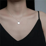 925 Silver Square Piece Pendant Necklace with Chain