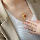 Khotan Jade Silver Shield Pendant Necklace French Retro Jewelry