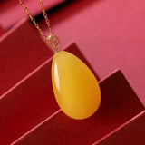 3D Chalcedony Yellow Pendant Silver Necklace for Women