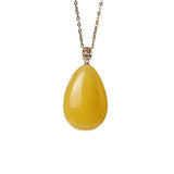 3D Chalcedony Yellow Pendant Silver Necklace for Women