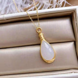 Silver Inlaid Hotan Jade Vase Pendant Necklace