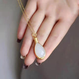 Silver Inlaid Hotan Jade Vase Pendant Necklace