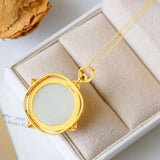 Silver Inlaid Hetian Chalcedony Egg Face Pendant Necklace