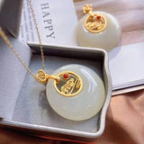 Hetian Jade Cloud Palace Pendant Necklace Ancient Charm Jewelry
