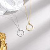 925 Sterling Silver Crystal Circle Pendant Necklace