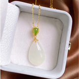 Silver Necklace with Natural Hetian Jade Pendant