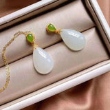 Silver Necklace with Natural Hetian Jade Pendant