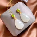 Silver Necklace with Natural Hetian Jade Pendant