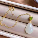 Silver Necklace with Natural Hetian Jade Pendant